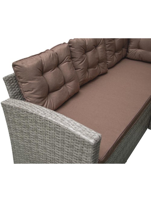 MOOREA Salon de jardin d'angle 8 places en résine gris & marron - Kiabi