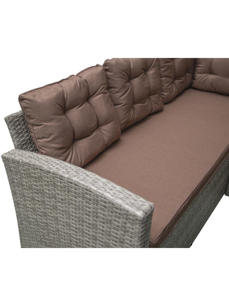 MOOREA Salon de jardin d'angle 8 places en résine gris & marron Gris Marron - Kiabi