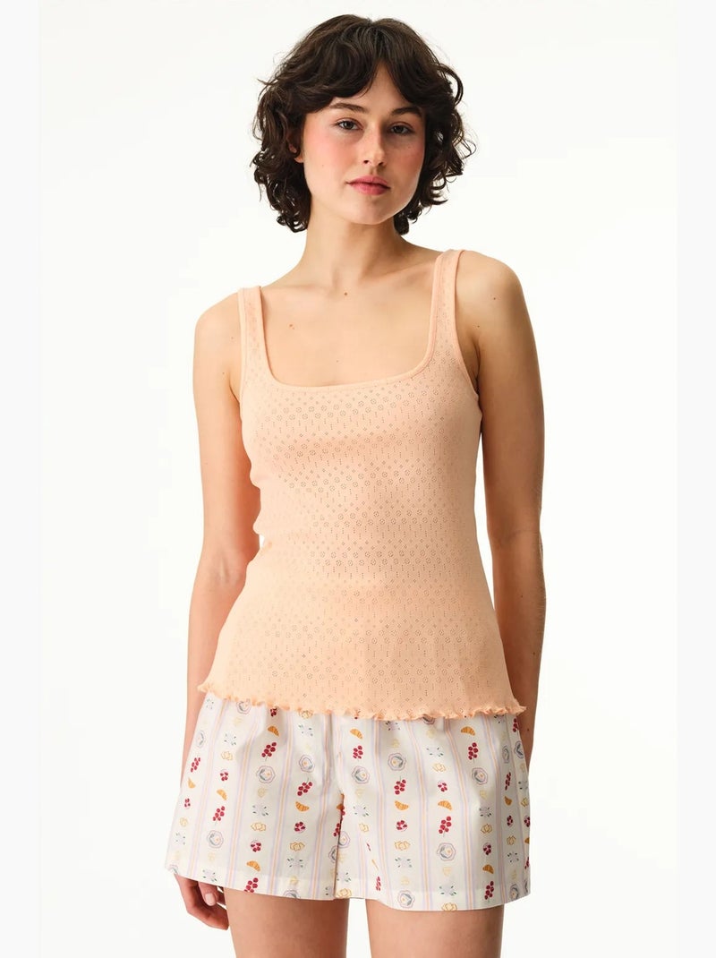 Morning time ensemble de pyjama en coton avec short penti Peche - Kiabi