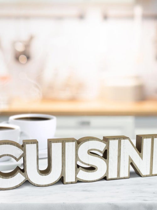 Mot à poser décoratif en bois cuisine - Kiabi
