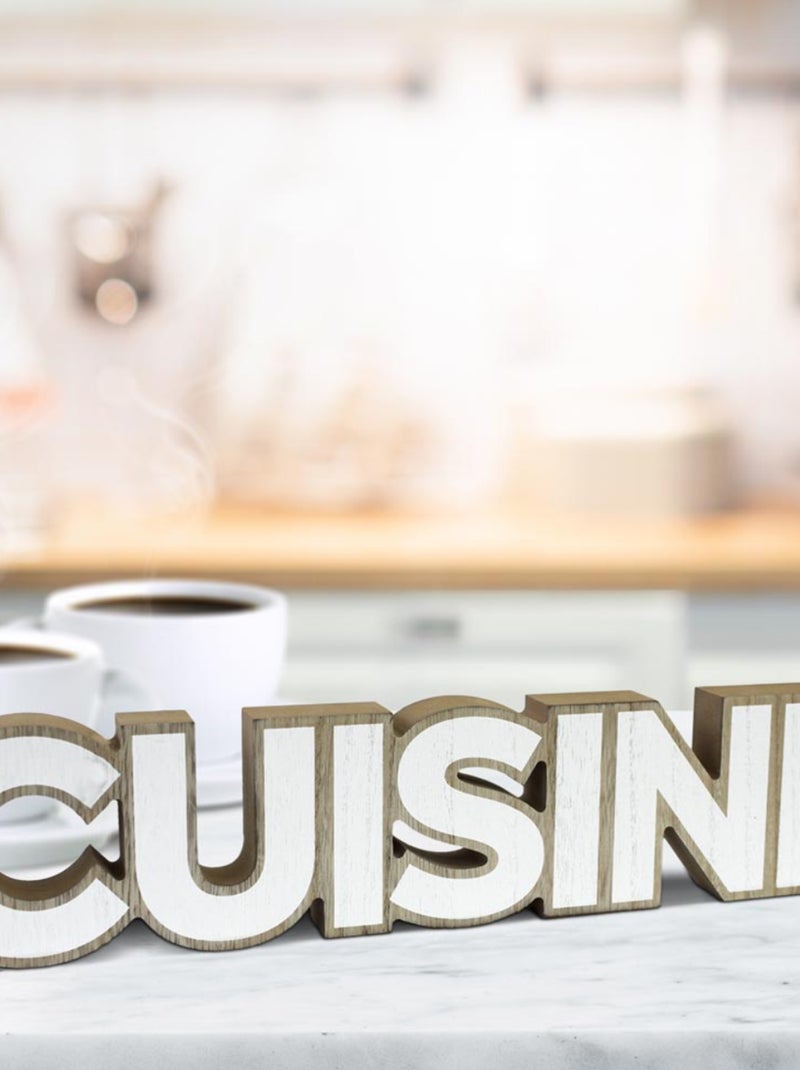 Mot à poser décoratif en bois cuisine Blanc - Kiabi