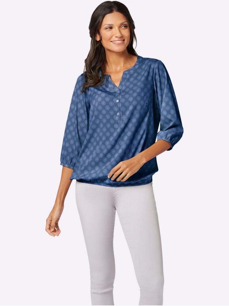Motif Imprimé - Taille Standard - Moda Vilona Bleu Ecru - Kiabi