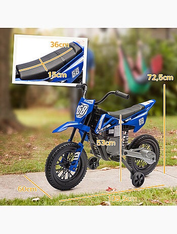 Moto cross électrique dirt bike enfant 2 vitesses 2,4-5 km/h musiques
