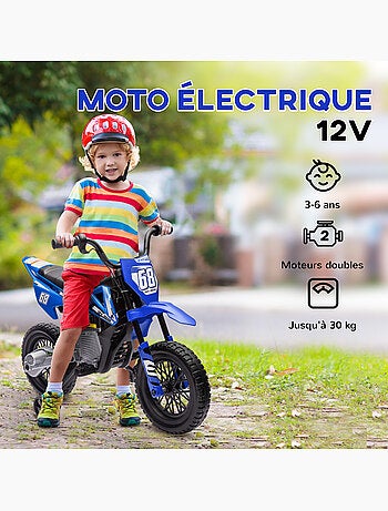 Moto cross électrique dirt bike enfant 2 vitesses 2,4-5 km/h musiques