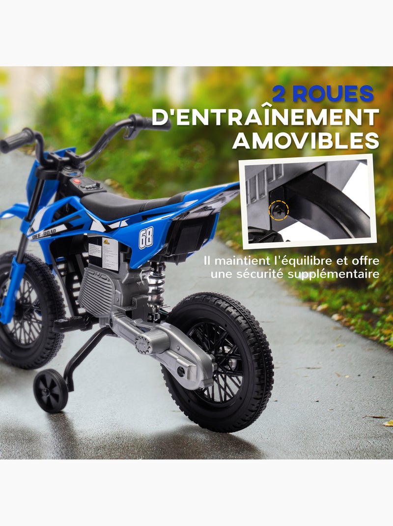 Moto cross électrique dirt bike enfant 2 vitesses 2,4-5 km/h musiques Bleu Bleu - Kiabi