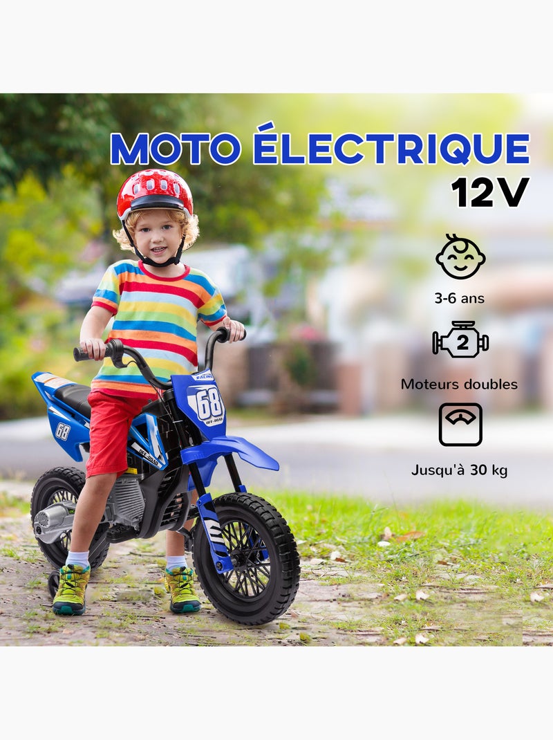 Moto cross électrique dirt bike enfant 2 vitesses 2,4-5 km/h musiques Bleu Bleu - Kiabi