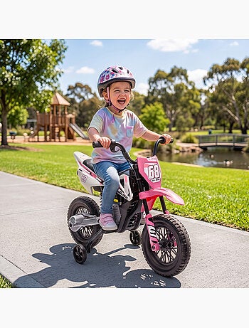Moto cross électrique dirt bike enfant 2 vitesses 2,4-5 km/h musiques