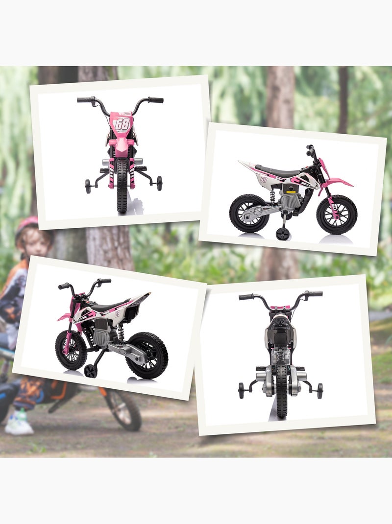 Moto cross électrique dirt bike enfant 2 vitesses 2,4-5 km/h musiques Rose - Kiabi
