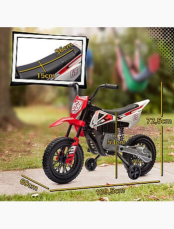 Moto cross électrique dirt bike enfant 2 vitesses 2,4-5 km/h musiques