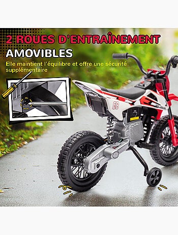 Moto cross électrique dirt bike enfant 2 vitesses 2,4-5 km/h musiques