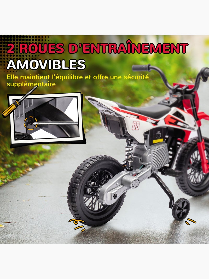 Moto cross électrique dirt bike enfant 2 vitesses 2,4-5 km/h musiques Rouge - Kiabi