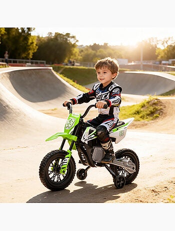 Moto cross électrique dirt bike enfant 2 vitesses 2,4-5 km/h musiques