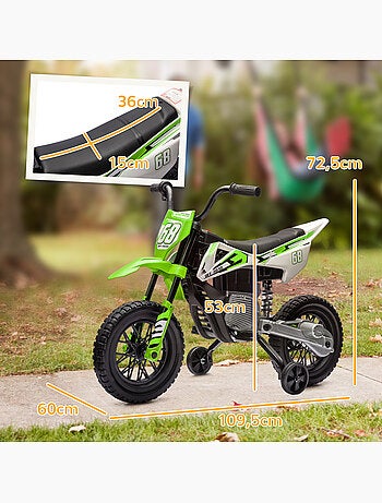 Moto cross électrique dirt bike enfant 2 vitesses 2,4-5 km/h musiques