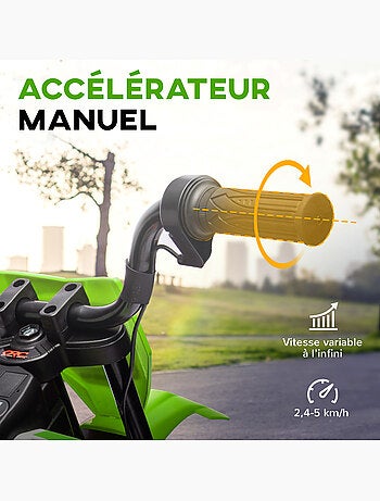 Moto cross électrique dirt bike enfant 2 vitesses 2,4-5 km/h musiques