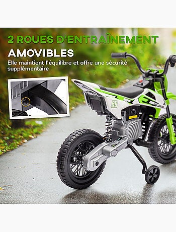 Moto cross électrique dirt bike enfant 2 vitesses 2,4-5 km/h musiques