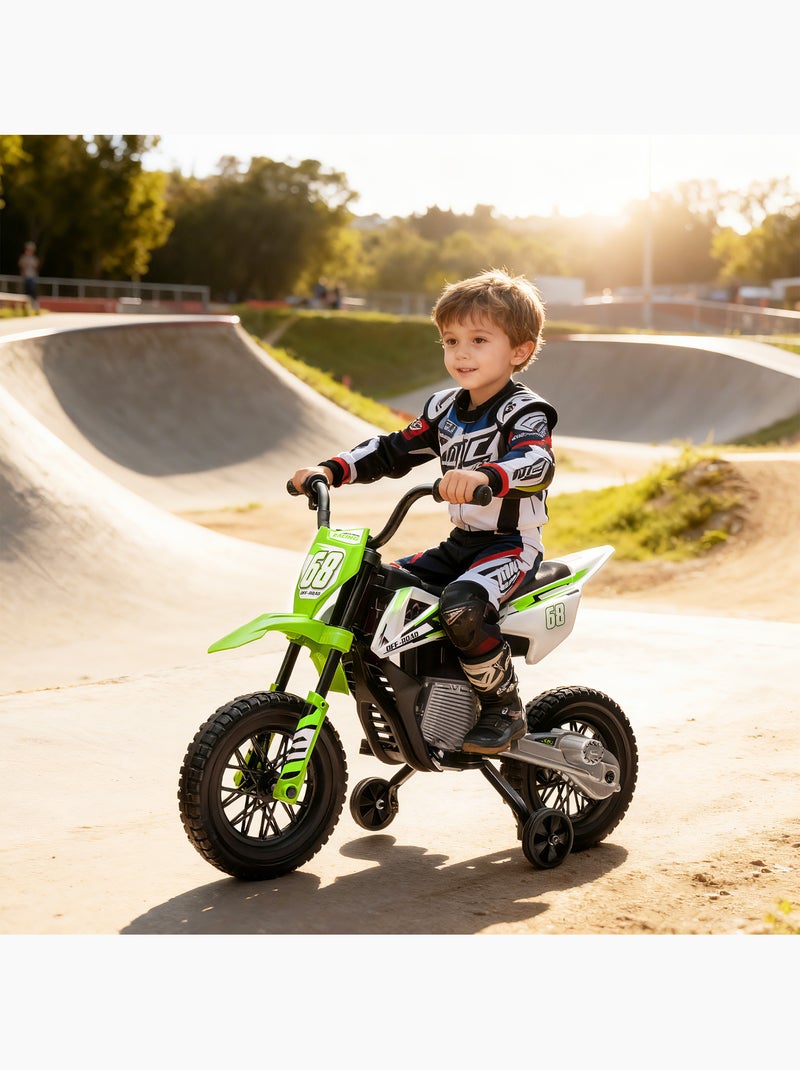 Moto cross électrique dirt bike enfant 2 vitesses 2,4-5 km/h musiques Vert - Kiabi