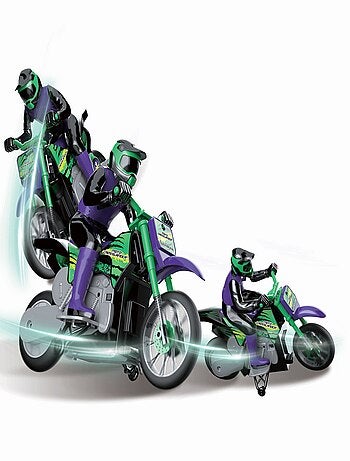 Moto Crosslander cascade extrême avec effets lumineux
