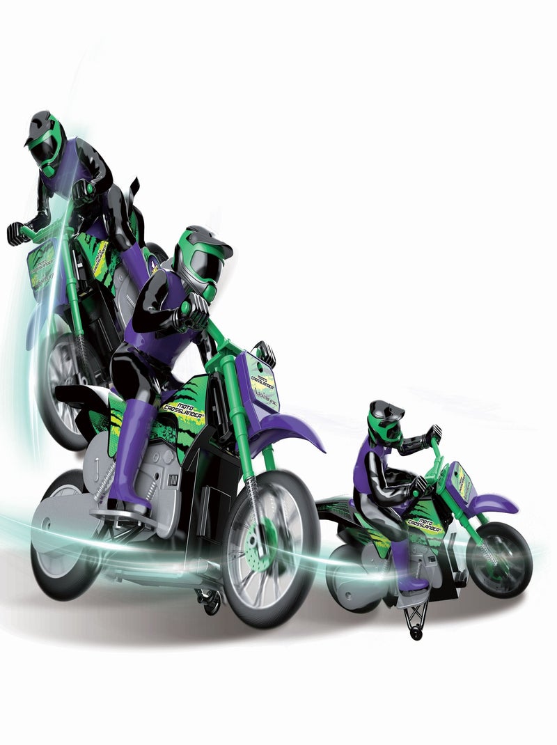Moto Crosslander cascade extr?me avec effets lumineux Vert - Kiabi