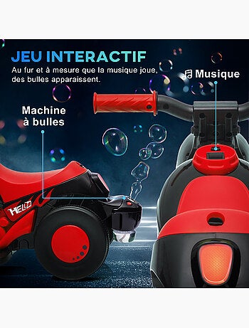 Moto électrique enfant chopper 3km/h 3 roues nombreux effets