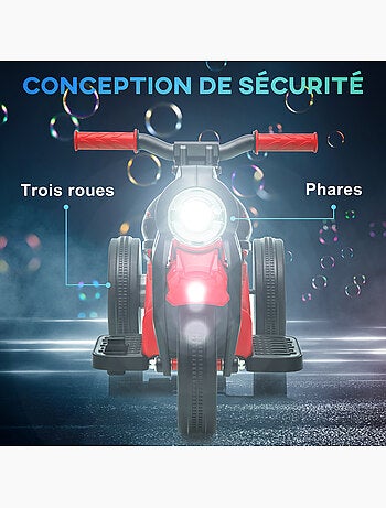 Moto électrique enfant chopper 3km/h 3 roues nombreux effets