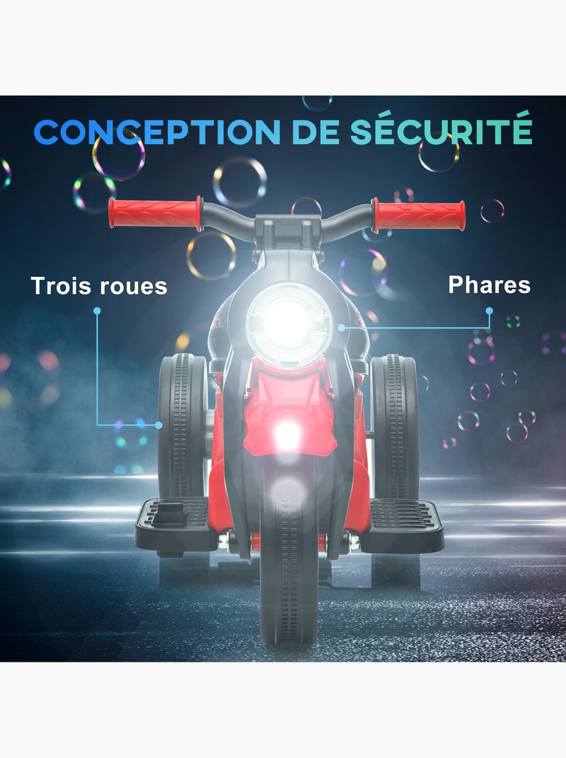 Moto électrique enfant chopper 3km/h 3 roues nombreux effets Noir - Kiabi