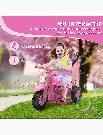 Moto électrique enfant chopper 3km/h 3 roues nombreux effets