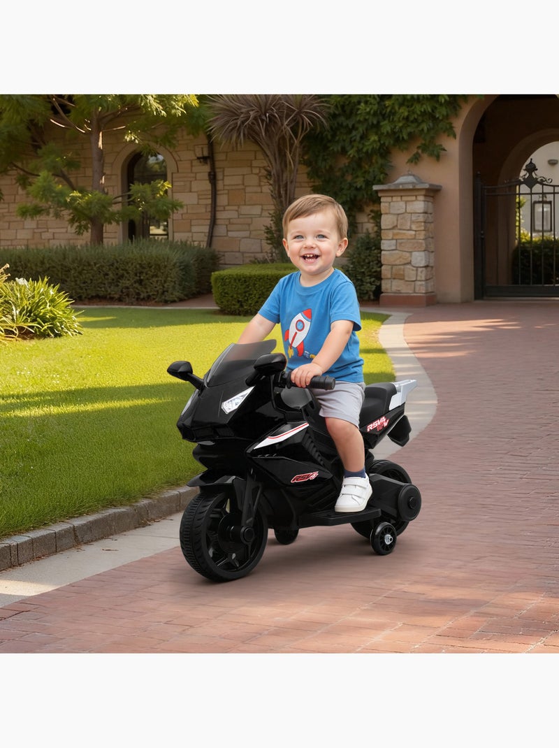 Moto électrique enfant de sport avec effets stabilisateurs amovibles Noir - Kiabi