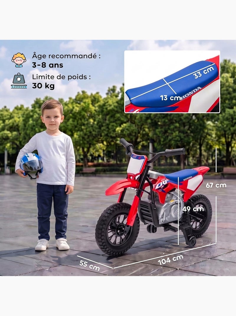 Moto électrique enfant licence officielle honda crf450r Rouge - Kiabi