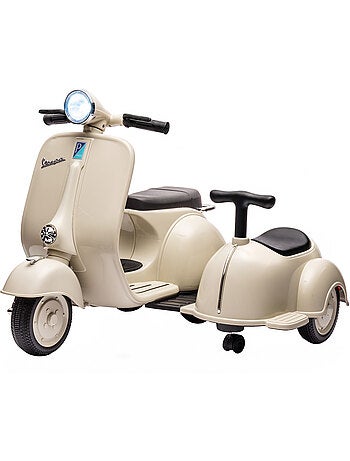 Moto électrique enfant scooter vespa side-car licence officielle 2 places