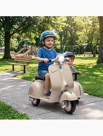 Moto électrique enfant scooter vespa side-car licence officielle 2 places