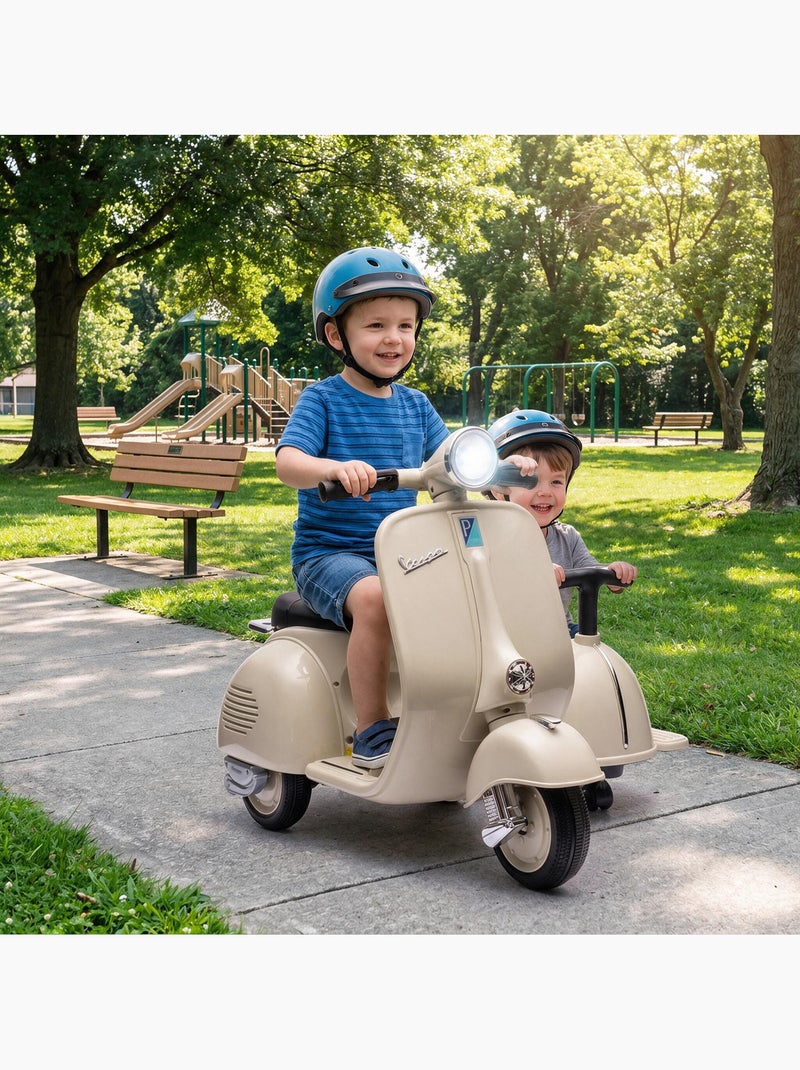 Moto électrique enfant scooter vespa side-car licence officielle 2 places Beige - Kiabi