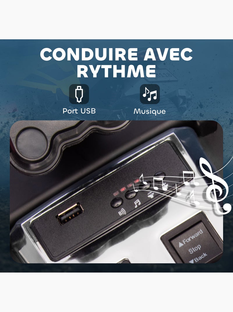 Moto électrique enfant trike side-car 12V 5Km/h max. effets sonores lumineux Jaune - Kiabi