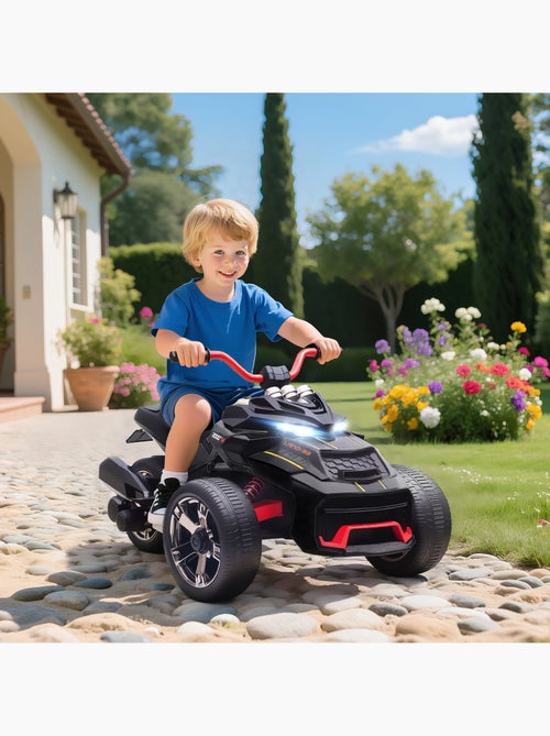 Moto électrique enfant trike side-car 12V 5Km/h max. effets sonores lumineux - Kiabi