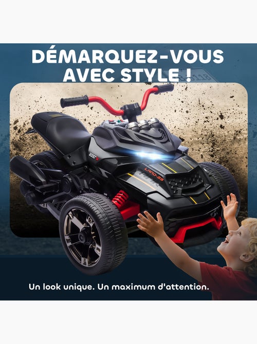 Moto électrique enfant trike side-car 12V 5Km/h max. effets sonores lumineux - Kiabi