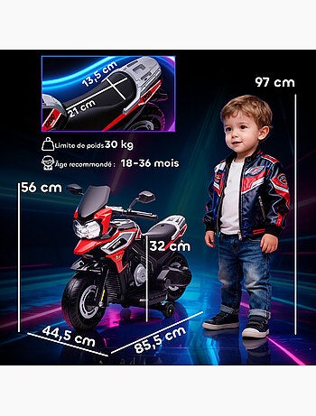Moto électrique enfants 18-36 mois pp et métal rouge
