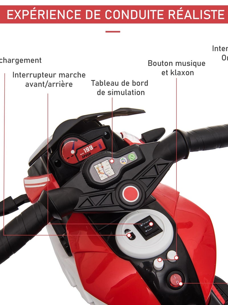 Moto électrique pour enfants 3 roues Rouge - Kiabi