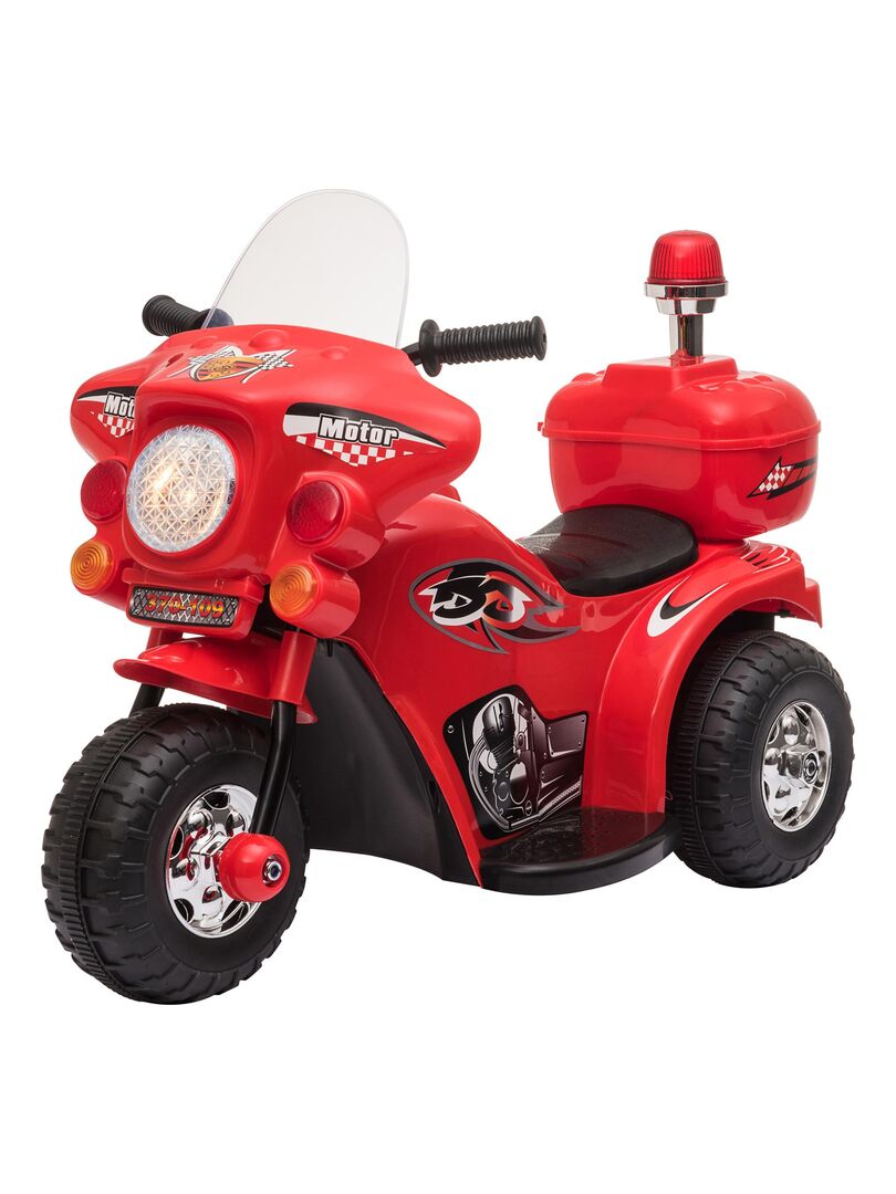 Moto scooter électrique policier enfant 6 V 3 Km/h - Rouge - Kiabi