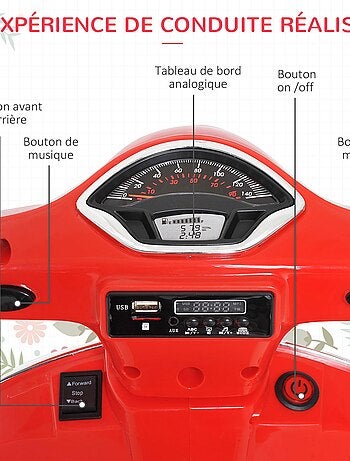 Moto scooter électrique Vespa pour enfants