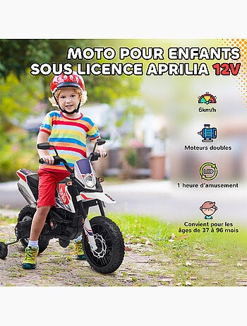 Motocross électrique enfant licence officielle aprilia rx 125 max. 6 km/h