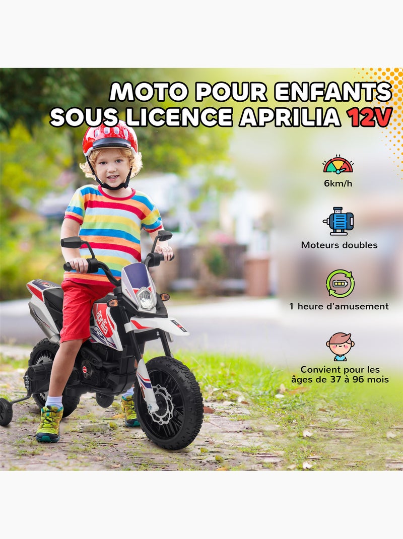 Motocross électrique enfant licence officielle aprilia rx 125 max. 6 km/h Blanc Blanc - Kiabi