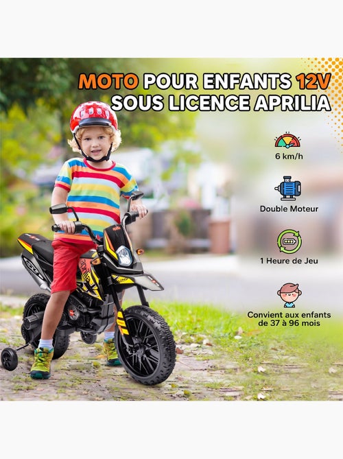 Motocross électrique enfant licence officielle aprilia rx 125 max. 6 km/h - Kiabi Motocross électrique enfant licence officielle aprilia rx 125 max. 6 km/h - Kiabi