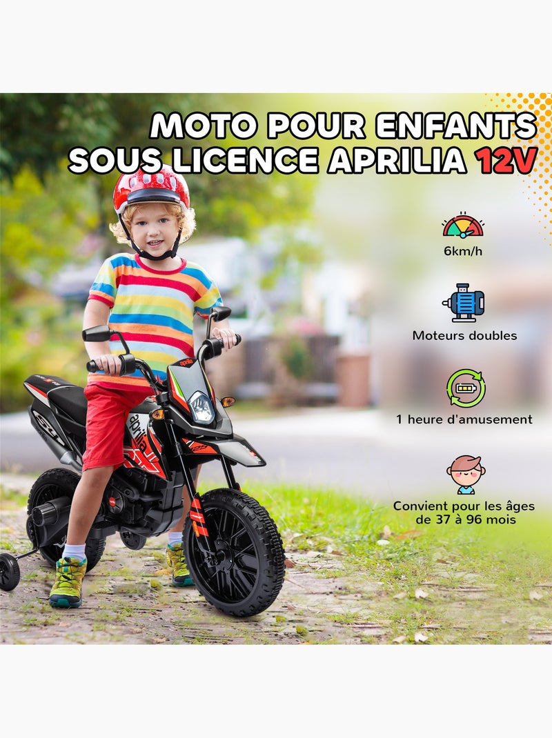 Motocross électrique enfant licence officielle aprilia rx 125 max. 6 km/h Rouge - Kiabi