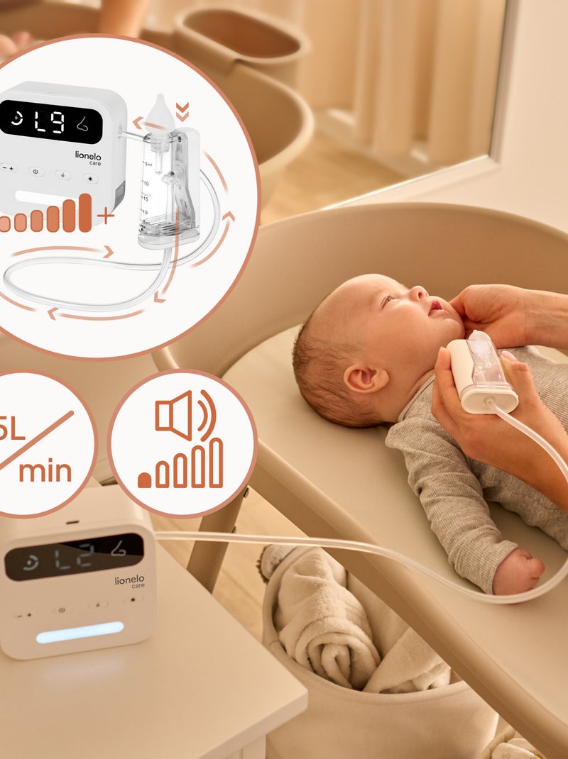 Mouche-bébé électrique LIONELO BabyAir Flow - 9 niveaux de réglage - 3 x Embouts - Silencieux Blanc - Kiabi