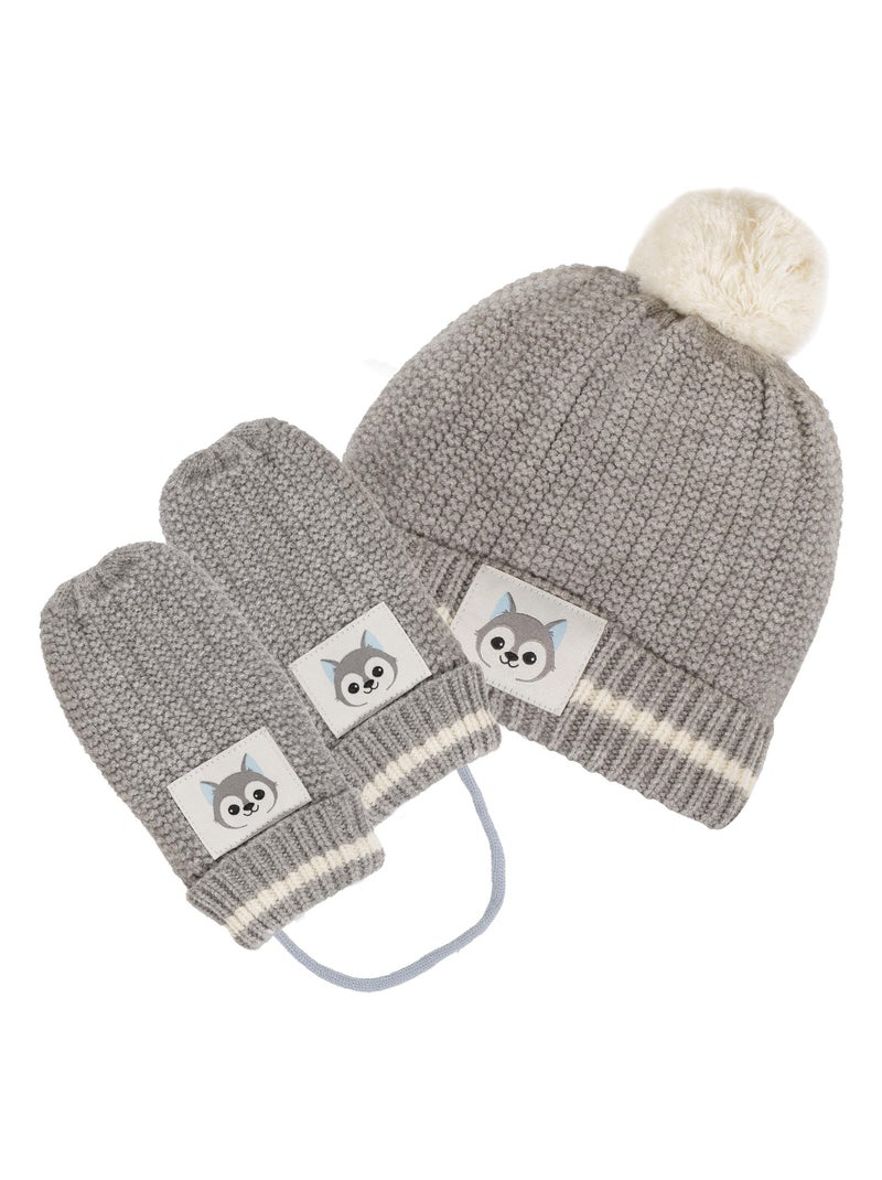 Moufles avec patch petit loup mixte bébé Isotoner Gris Gris - Kiabi