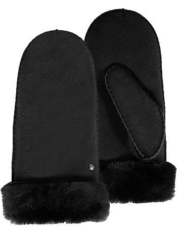 Moufles chauds et doux, en cuir de mouton retourné, et intérieur femme isotoner