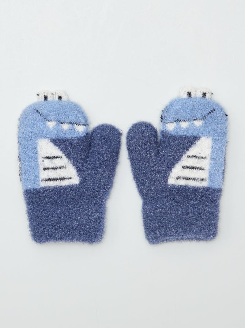Moufles chauds 'Monstres' BLEU - Kiabi