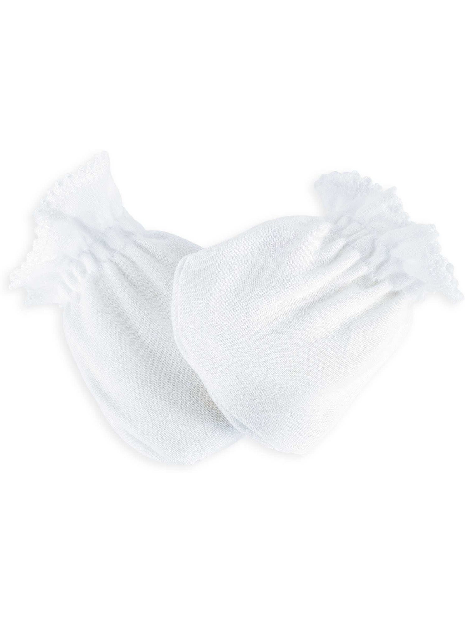 Aolso Bonnet Et Moufles Bébé 0-6 Mois - 100% Coton - Anti-Rayures Et Chaud - Uni Blanc