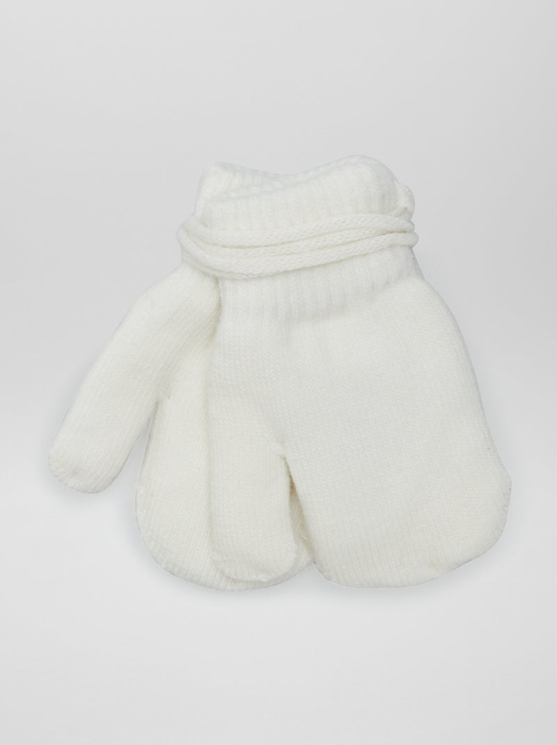 Moufles mixtes doublées en polaire blanc - Kiabi