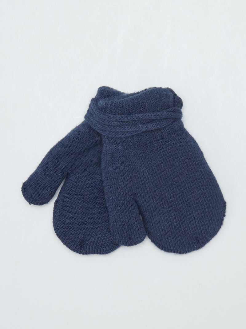 Moufles mixtes doublées en polaire Bleu marine - Kiabi