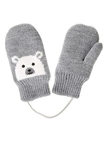 Moufles motif ours - doublées fausse fourrure mixte enfant Isotoner
